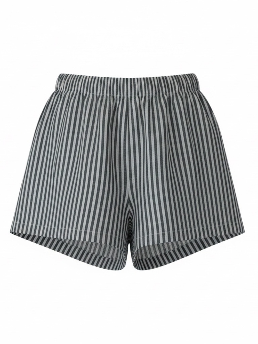 Shein EzWear Elastic Waist Striped High Waist Short - Black/White - Small